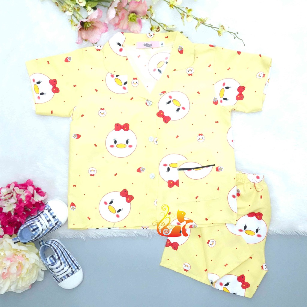 Bộ Đồ Mặc Nhà &quot;Gà nơ đỏ&quot; Pijama Kate Thái - Cho Bé 8 - 38kg.