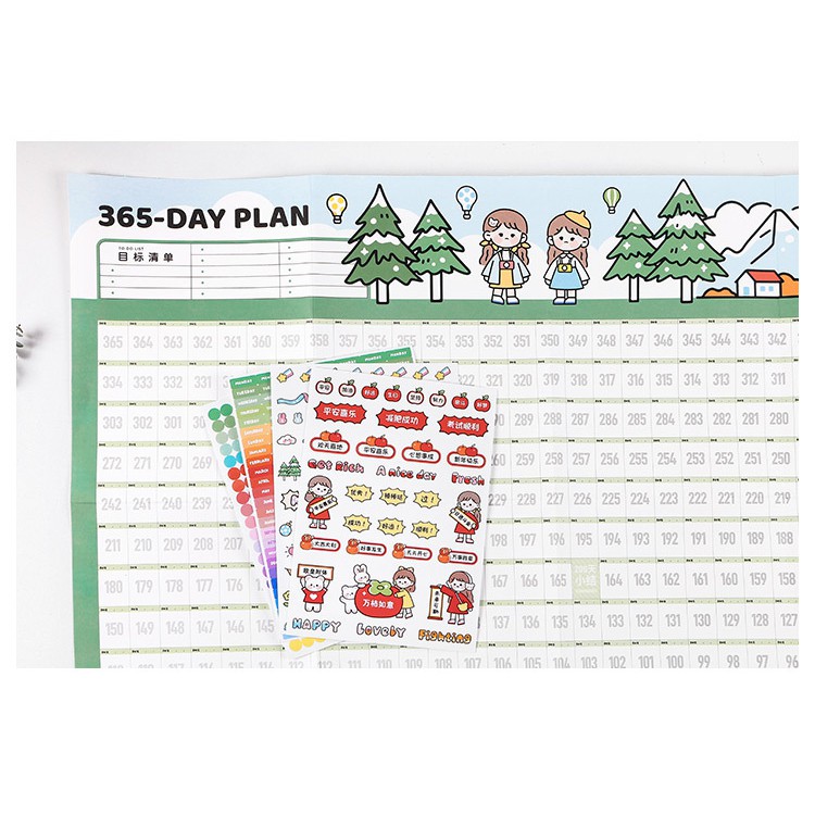 365 Day Plan dán tường kèm sticker trang trí độc đáo - MiuSua