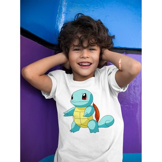Áo thun trẻ em cotton in hình Pokemon Squirtle - cao cấp