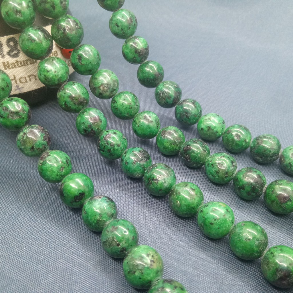 Rubyzoisite Chuỗi Hạt Đá Tròn Tự Nhiên 4-12mm Dùng Làm Trang Sức diy