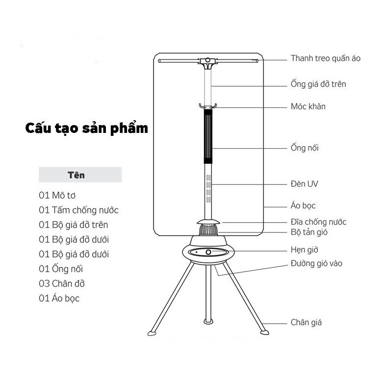 [Mã 267ELSALE hoàn 7% đơn 300K] Máy sấy quần áo chính hãng Tiross TS-880