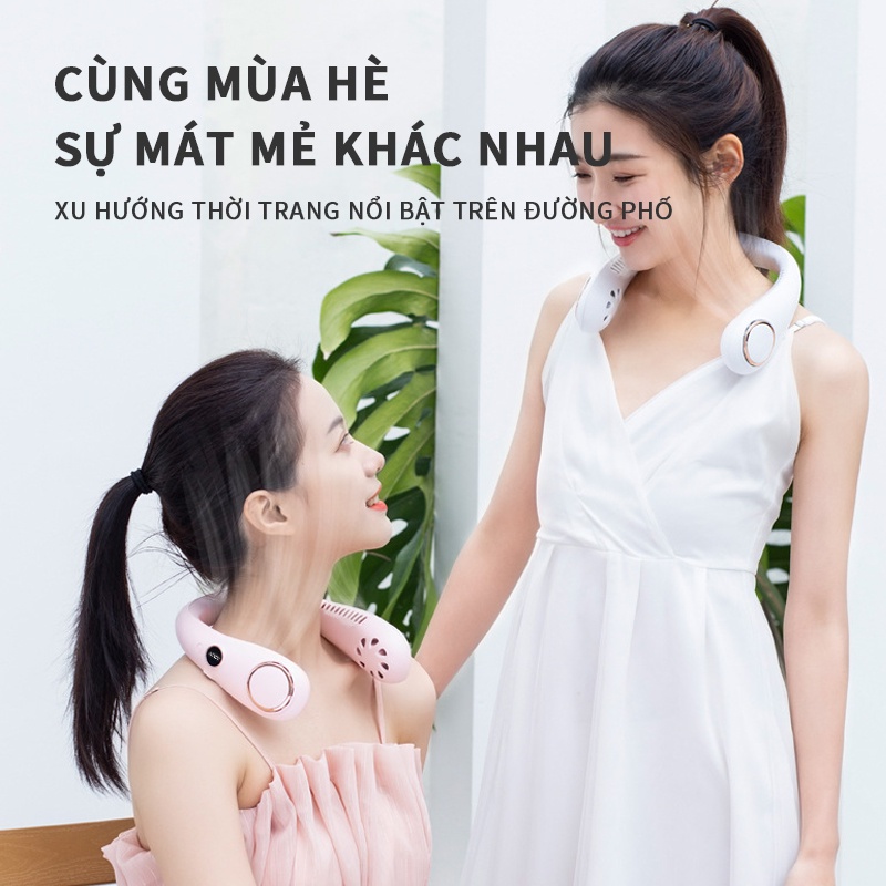 Quạt mini đeo cổ 3 tốc độ 3000mah Quạt treo cổ usb cầm tay,Màn hình điện,không cánh, không cuốn tóc-GM-FS-GB-1/2/3