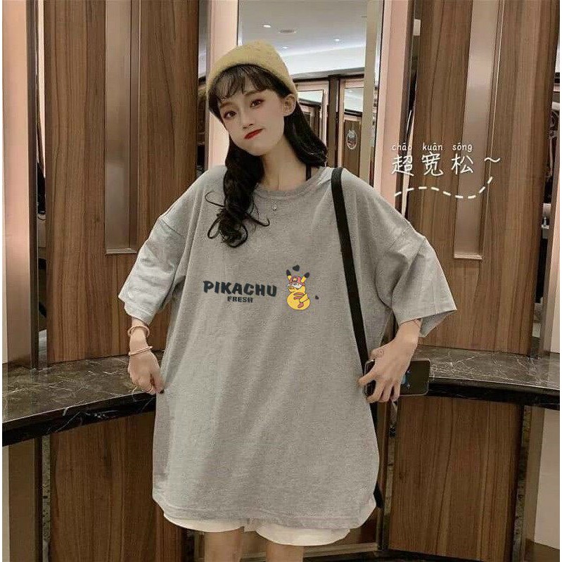 Áo Thun Tay Lỡ Unisex - Áo Thun Nam Nữ Form Rộng PIKACHU Siêu Hot - LP.STORE