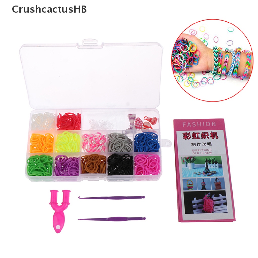 [CrushcactusHB] 600pcs rubber loom bands girl gift elastic band for diy weaving lacing bracelet Hot Sell