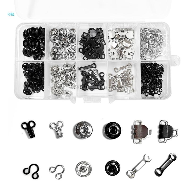Vonl Set 100 Cặp Móc Cố Định Quần Áo 3 Kiểu Dạng Nút Bấm Bằng Kim Loại