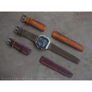 Dây da Casio Ae1200 - Da sáp bò thật Handmade (Tặng kèm khoá + cây thay dây )
