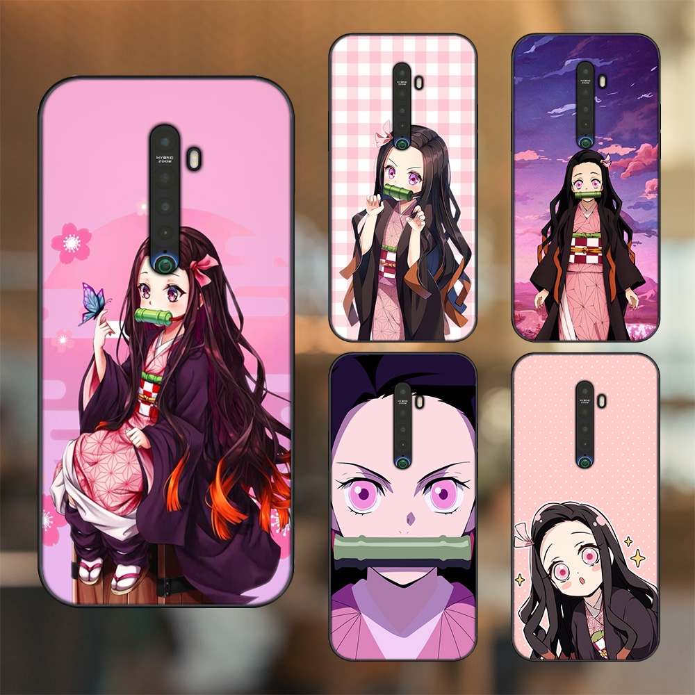 Ốp lưng Oppo Reno 2 viền đen in hình Nezuko Kimetsu no Yaiba