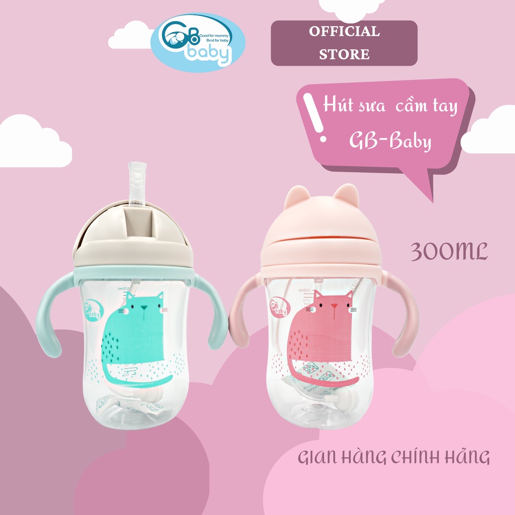 Bình tập uống nước cho bé tritan cao cấp chống đổ cho bé GB-Baby 300ml hàng chính hãng