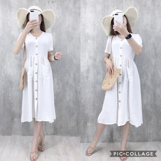 Đầm váy babydoll công sở chất đũi đẹp mát có thể mặc đi chơi đi dạo
