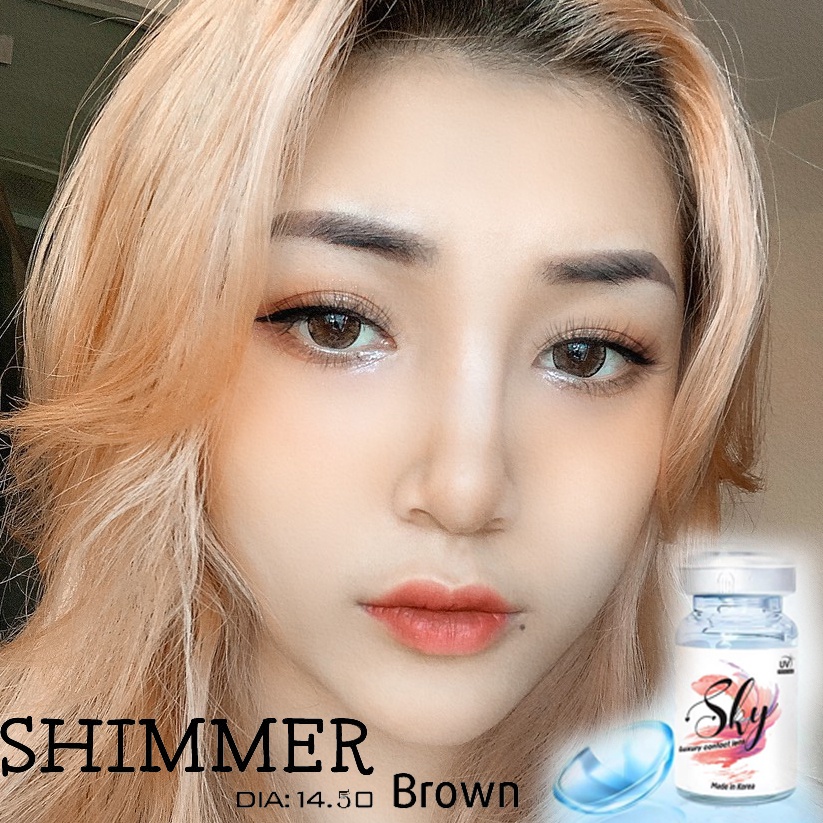 Kính áp tròng Sky Lens -Shimmer Brown 0-6 Độ-Made in Korea Chính Hãng Dia14.00