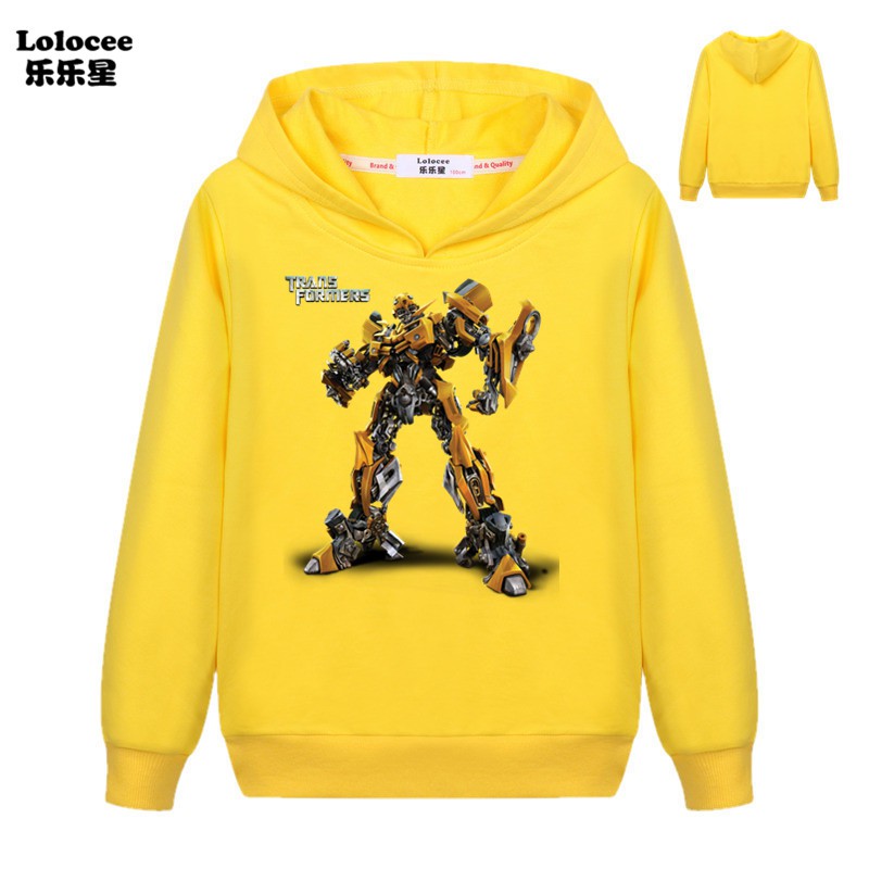 TRANSFORMERS Áo Hoodies Có Nón Dài Tay In Hình Bumblebee Cho Bé Trai