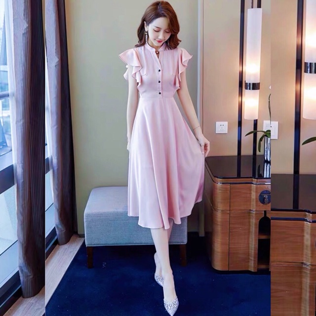 Đầm hồng cánh tiên nút đen (kèm hình thật) | BigBuy360 - bigbuy360.vn