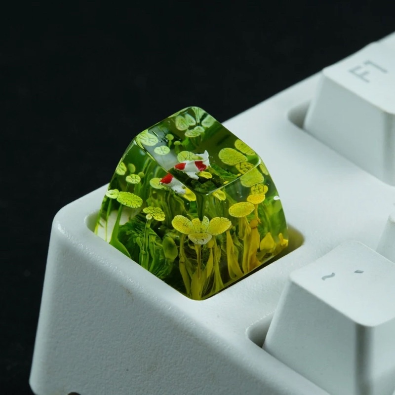 Nút bàn phím cơ Koi xanh/vàng.Keycap resin.Keycap arstian