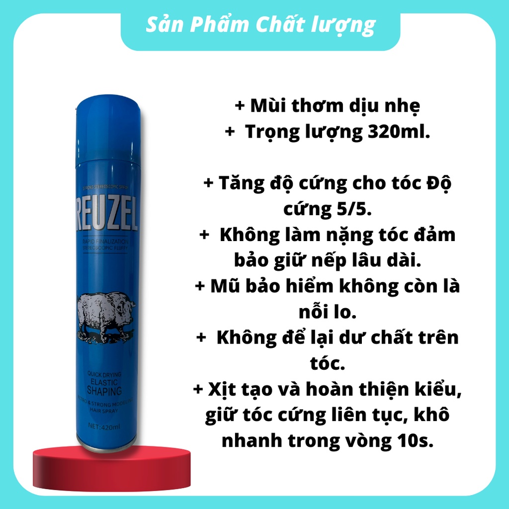 Gôm xịt tóc nam nữ REUZEL blue bản đặc biệt cực thơm siêu giữ nếp tạo kiểu tóc