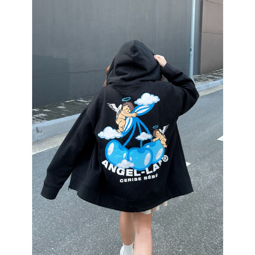 Áo Khoác Hoodie Khoá Kéo Angel-Land CERISE BÉBÉ Màu ĐEN Chính hãng Nỉ Bông [CBZB] | BigBuy360 - bigbuy360.vn