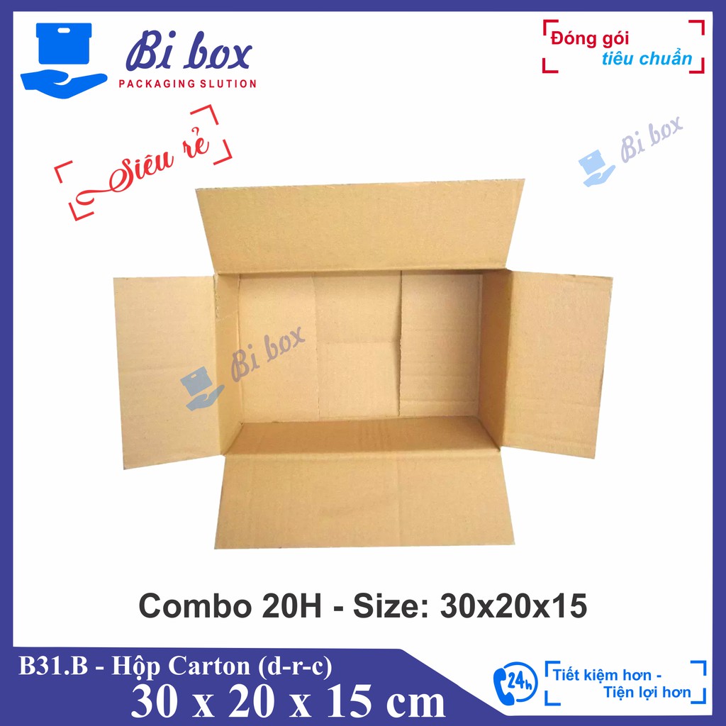 Combo 20 Hộp giấy 30x20x15 - hộp giấy carton đóng hàng giá rẻ