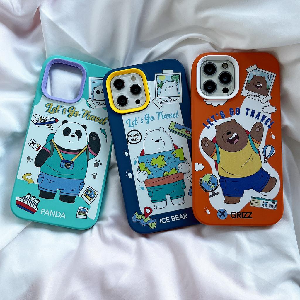 Ốp Điện Thoại Hình Gấu 3 Trong 1 Cho IPhone 14promax 13 12 11 7Plus X Xs Max XR