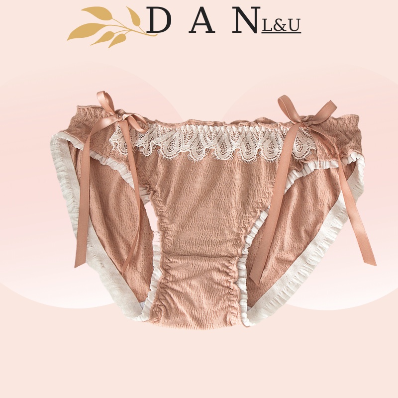 Quần Lót Cotton Phối Ren Nhún Bèo Co Dãn Thoải Mái Xinh Xắn Cho Nữ DAN L&amp;U 1688