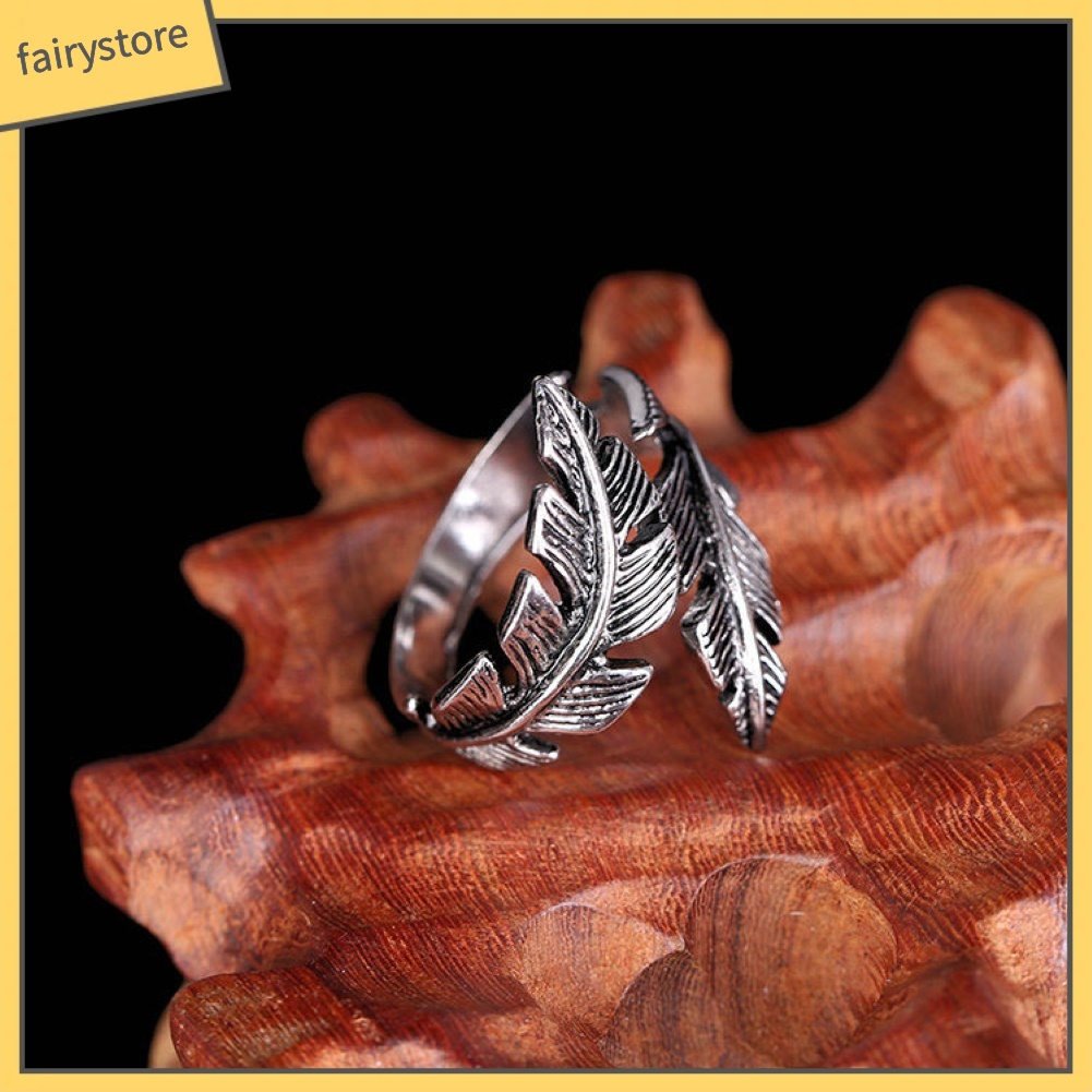 Bộ 2 Nhẫn Hở Hình Lông Vũ Thiết Kế Ấn Tượng