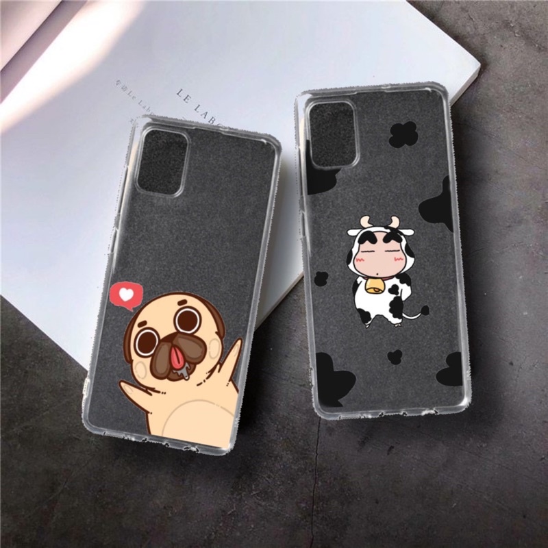 Ốp lưng iphone hình chó pug và hình bò siêu xinh trong chống ố dành cho máy samsung a51