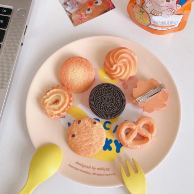Hàng giao ngay Kẹp tóc bánh quy cookie Nhựa kim loại Kẹp tóc hoạt hình dễ thương Phụ kiện cho bé gái