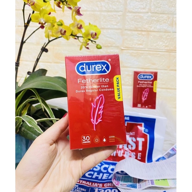 Bao cao su Durex Fetherlite Úc siêu mỏng - hộp 30 cái (BR)