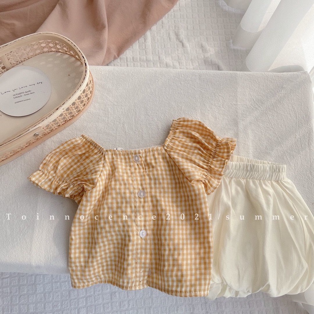 Bộ Đồ Hai Mảnh Áo Hai Dây Bằng Vải Cotton Thời Trang Mùa Hè Dành Cho Bé Gái