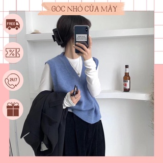 (HÀNG ORDER) Áo gile len trơn cổ tim GNCM