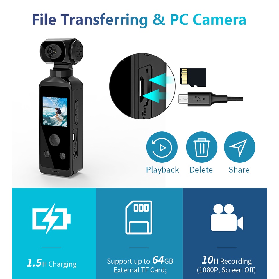 Camera Hành Trình HD Màn Hình LCD 1.3 "HD 270° Camera Thể Thao Mini Kết Nối Wifi, Có Thể Xoay Được, Chống Thấm Nước, Kèm Vỏ