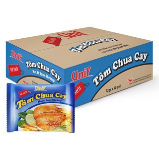 THÙNG 30 GÓI MÌ UNIF VỊ BÒ RAU THƠM/ TÔM CHUA CAY