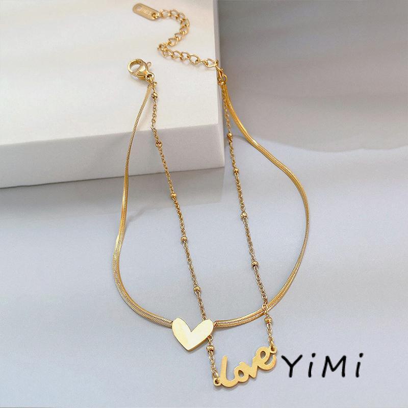 Lắc Chân Vàng Hai Lớp Hình Trái Tim Mới