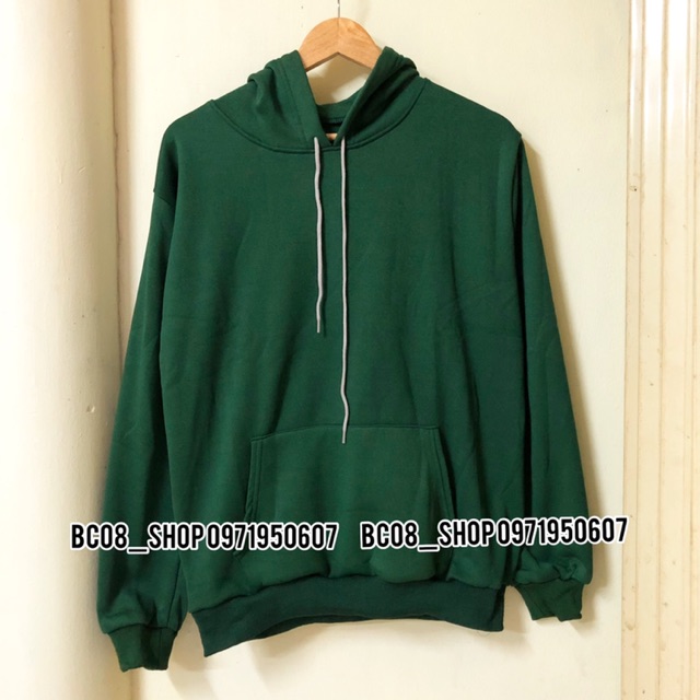 Áo Hoodie Nỉ Trơn Màu Xanh Rêu Basic