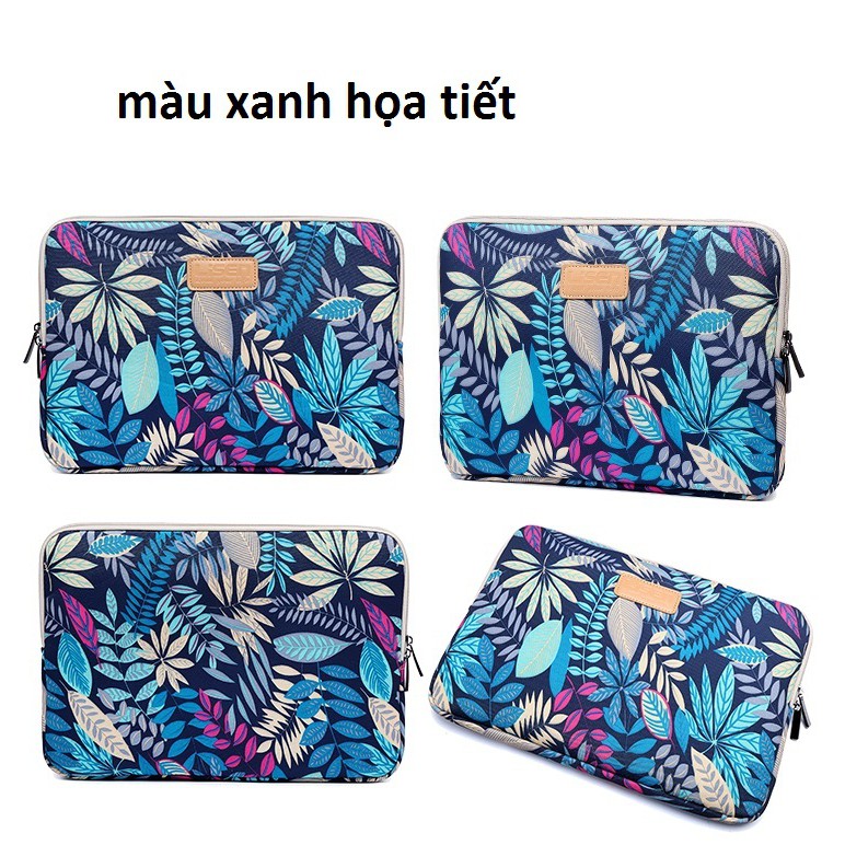 Túi chống sốc bảo vệ laptop màu xanh họa tiết