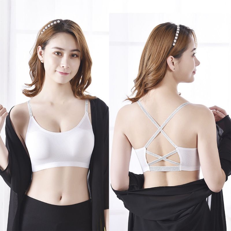 Áo Ngực Lụa Lạnh Không Đường May Dây Chéo Lưng Tập Yoga Cho Nữ YOUYO