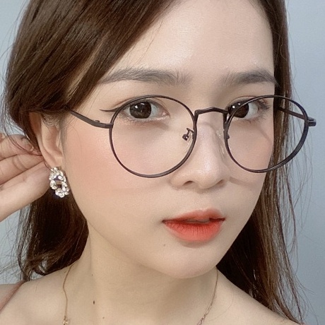 Gọng Kính Cận, Kính Giả Cận Nam Nữ, Mắt Tròn Oval Gọng Kim Loại Viền Dày Cứng Cáp Hàn Quốc - BLUE LIGHT