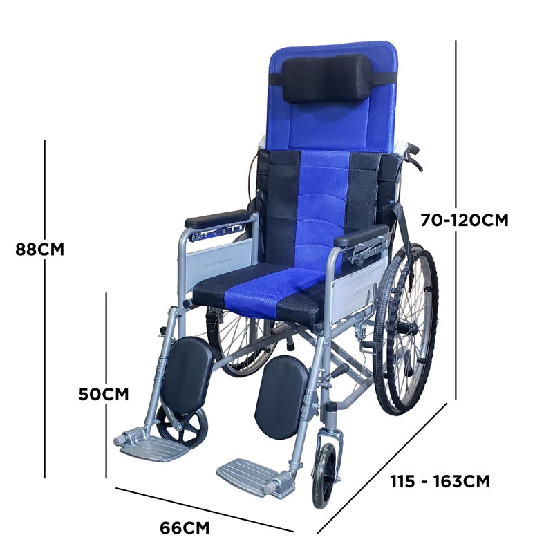 Xe lăn tay đa chức năng, tích hợp đệm, bô, tấm lót, có nhiều nấc ngã lưng, Có thể ngã thành giường - NIKITA