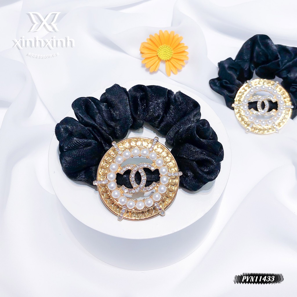 Dây Buộc Tóc, Dây Cột Tóc Kim Loại Tròn Đính Hạt, Đính Đá Cao Cấp