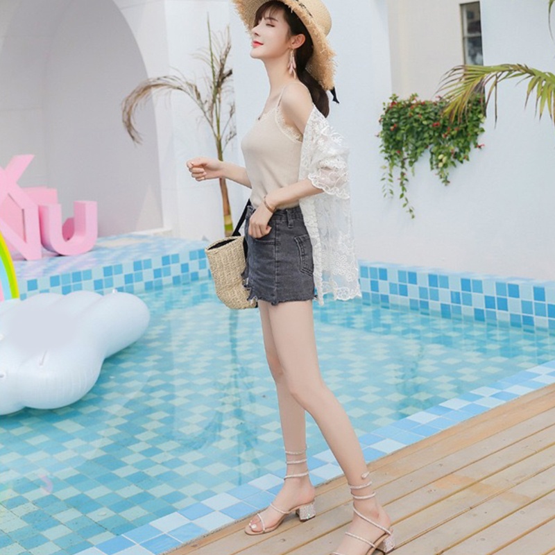Áo Khoác Cardigan Tay 3 / 4 Thêu Ren Hoa Phong Cách Boho Dành Cho Nữ