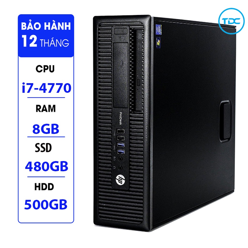Cây máy tính đồng bộ để bàn HP 400G1/600G1 CPU core  i7-4770  Ram 8GB SSD 480GB+HDD 500GB  Tặng USB thu Wifi | BigBuy360 - bigbuy360.vn