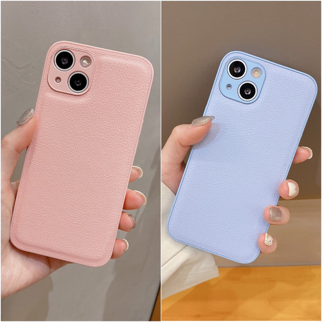 Ốp Điện Thoại Da PU Màu Trơn Cho iPhone 13ProMax 12pro 11pro X XR XSMax 8Plus
