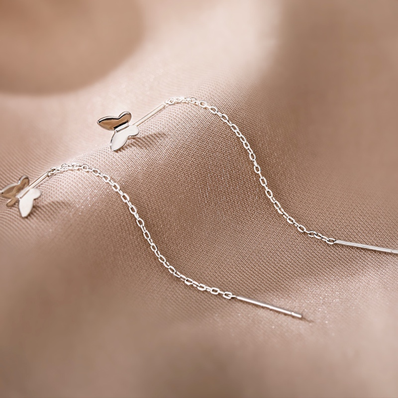 Đôi Bông Tai Bạc s925 Hình Bươm Bướm Thanh Lịch Dành Cho Nữ