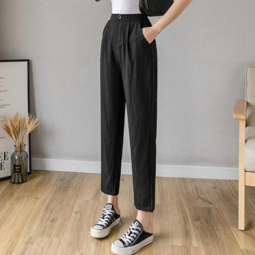 Quần đũi nữ baggy lưng tthun cạp cao có khóa trước chun sau tạo dáng cho chị em tù 40kg đến 65kg