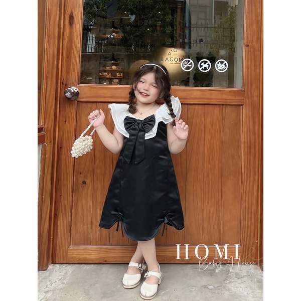 Váy công chúa cho bé gái Lolita gợn sóng màu hồng và đen HOMI BABY HOUSE đầm công chúa T20 T21 cho bé dự tiệc dạo phố