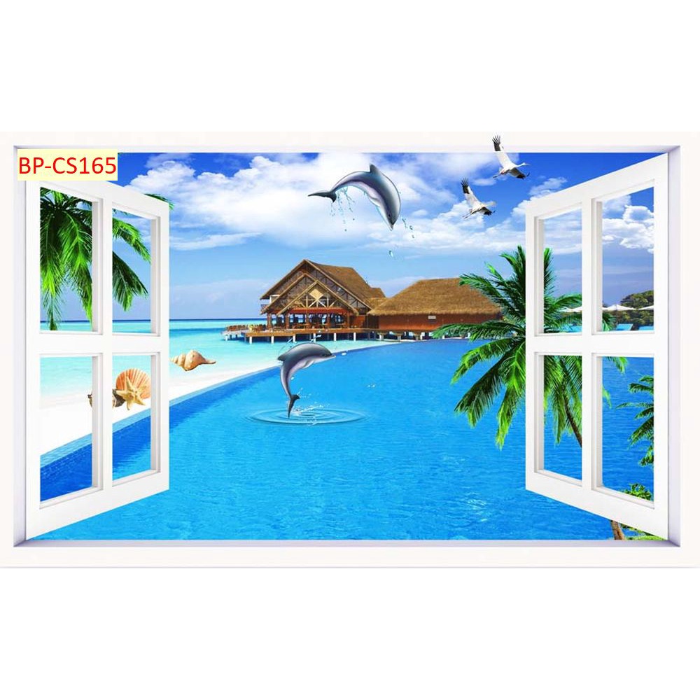 Tranh dán tường cửa sổ phong cảnh tươi mới được mua nhiều nhất