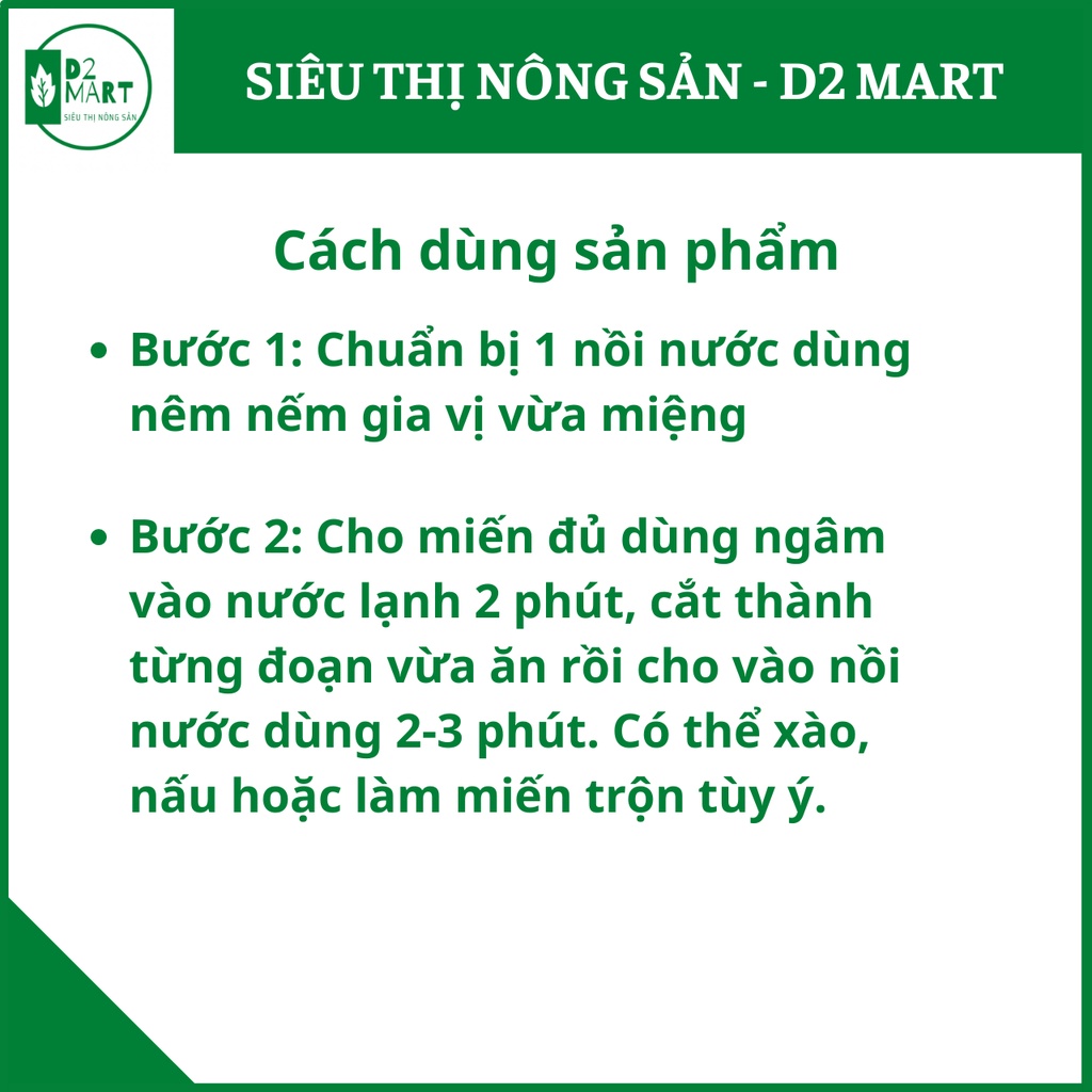 Miến dong Tài Hoan - Đặc sản Na Rì, Bắc Cạn - Túi 500gr - Sản phẩm OCOP 5sao - Siêu thị nông sản D2 Mart