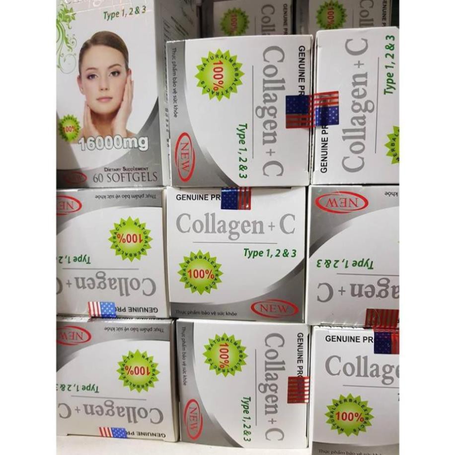 (Chính Hãng) Viên uống đẹp da Collagen +C Type 123 giảm thâm nám tàn nhang - Hộp 60 viên