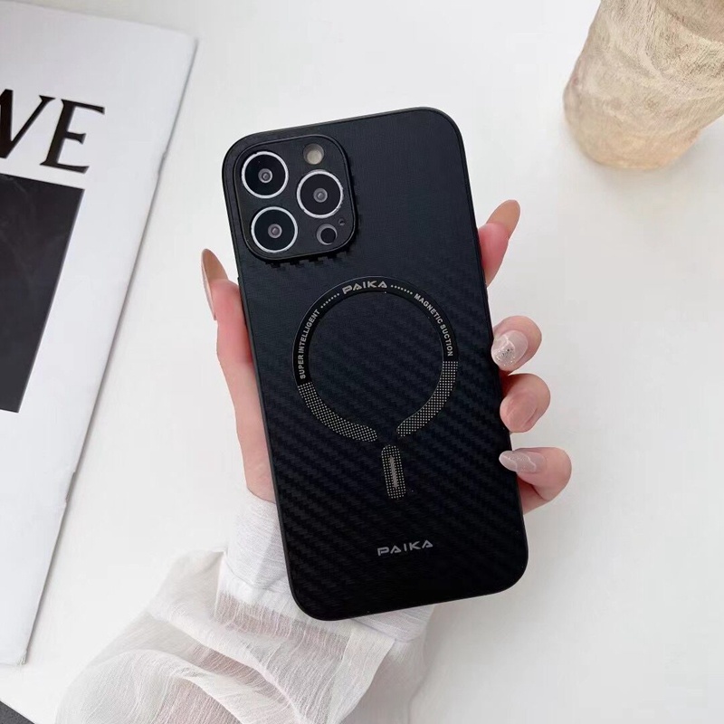 Ốp Điện Thoại PC Sợi Carbon Mặt Nhám Từ Tính Cho iPhone 11 Pro Max 12 Pro Max 13 Pro Max 14 Pro Max