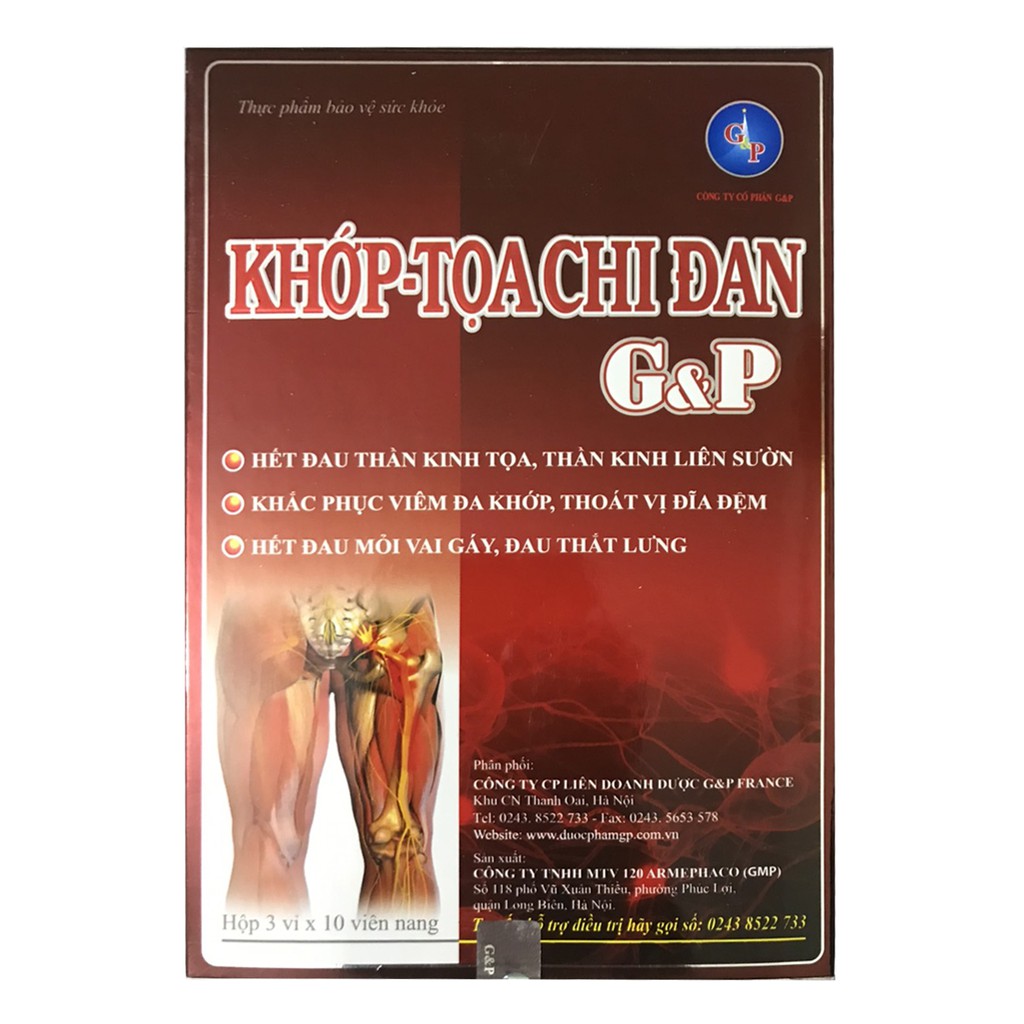 [CHÍNH HÃNG ] Khớp Toa Chi Đan G&P - Hết đau thần kinh tọa, thần kinh liên sườn, đau mỏi vai gáy, viêm đa khớp | BigBuy360 - bigbuy360.vn
