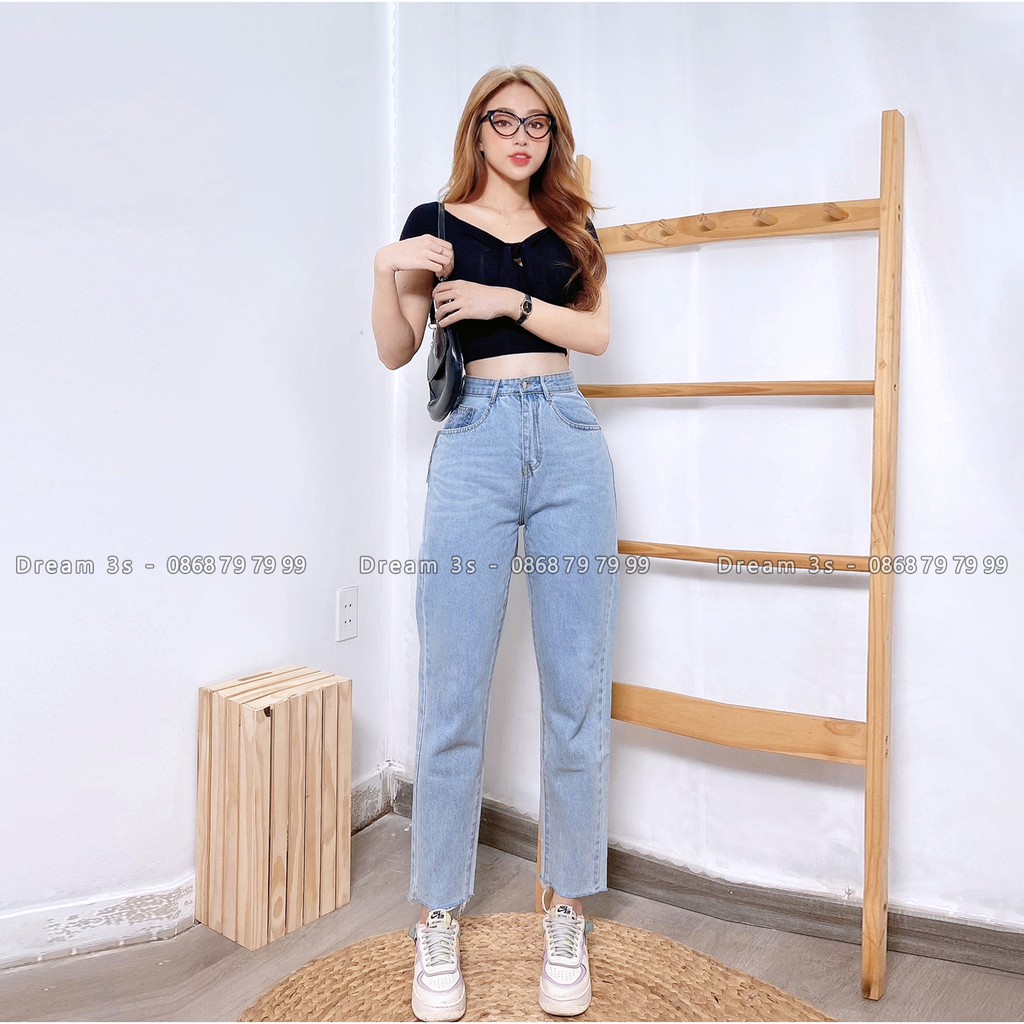 Quần Baggy Jeans Trơn Nữ, Quần Jean Nữ Dáng Baggy Hoạ Tiết Trơn Chất Jeans Cao Cấp Dr192