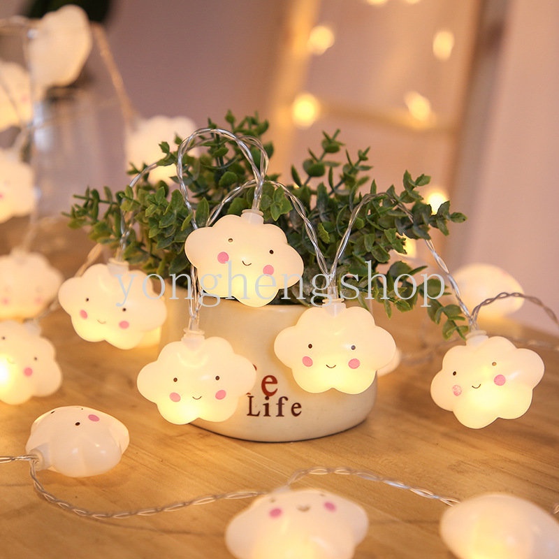 Dây Đèn LED 10 Bóng Hình Trăng Sao Đám Mây Dễ Thương Sáng Tạo Trang Trí Tiệc